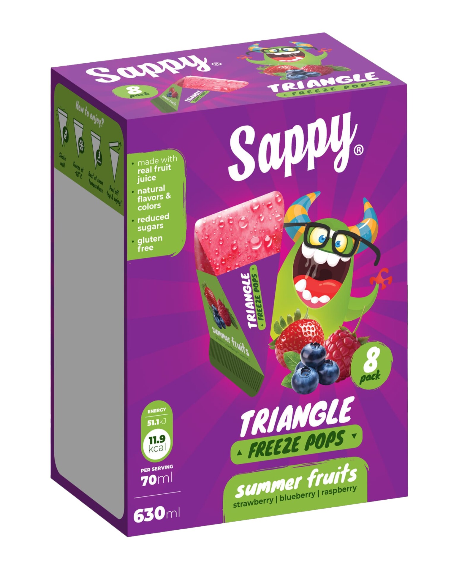 PACK GLACE SAPPY TRIANGLE SUMMER FRUITS 8x70ML