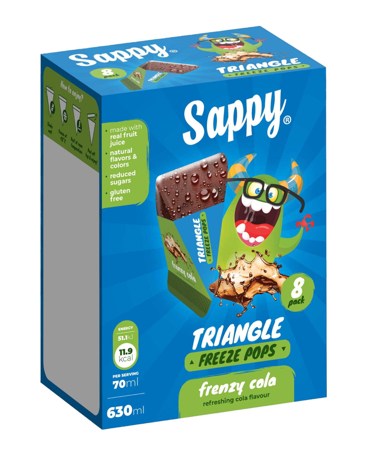 PACK GLACE SAPPY TRIANGLE COLA 8x70ML