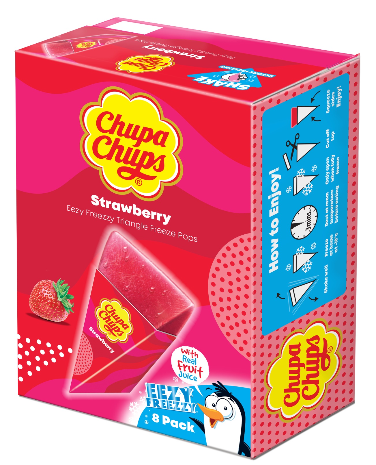 pack 8 CHUPA CHUPS strawberry flavour triangles