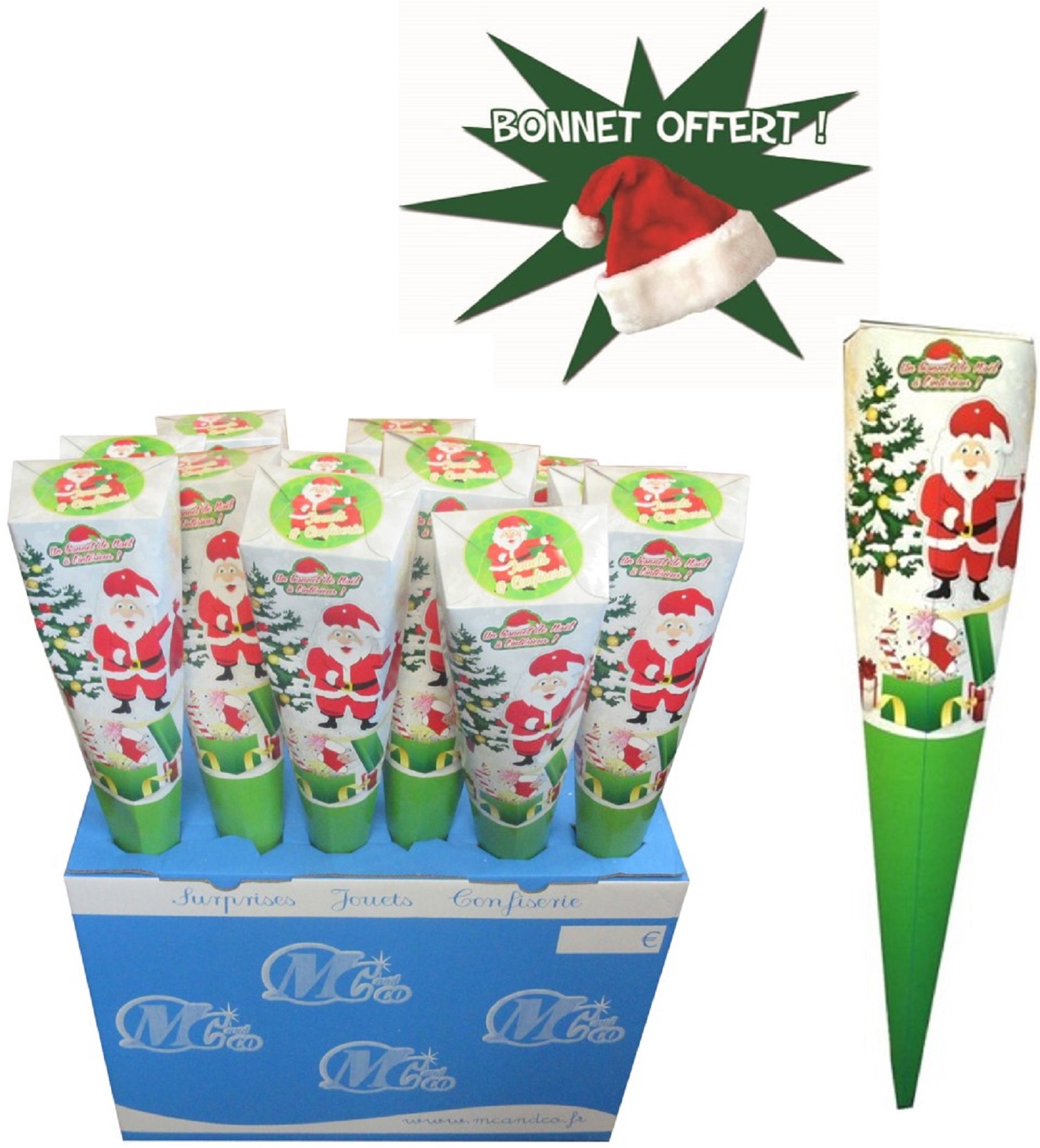 BOX 40 CÔNES NOËL + BONNET DE NOËL