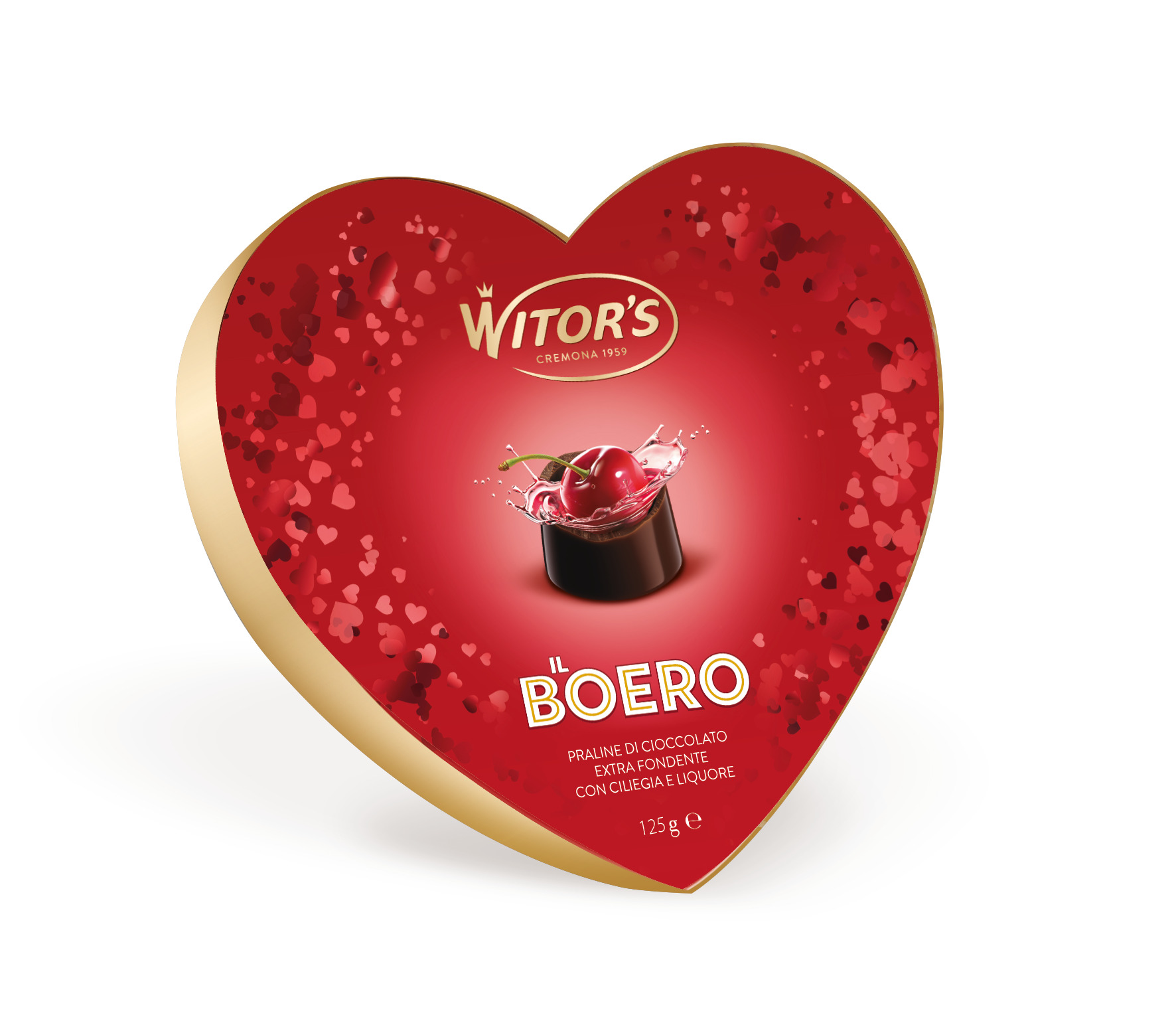 BOÎTE COEUR CHOCOLAT NOIR LIQUEUR CERISE 125g