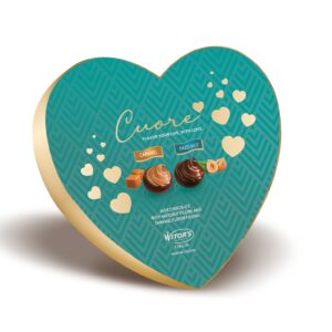 COFFRET COEUR CHOCOLAT CARAMEL ET NOISETTE 140G