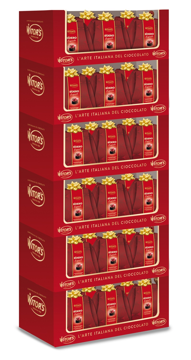 BOX 24 BOÎTE PYRAMIDE CHOCOLAT NOIR LIQUEUR CERISE 300G